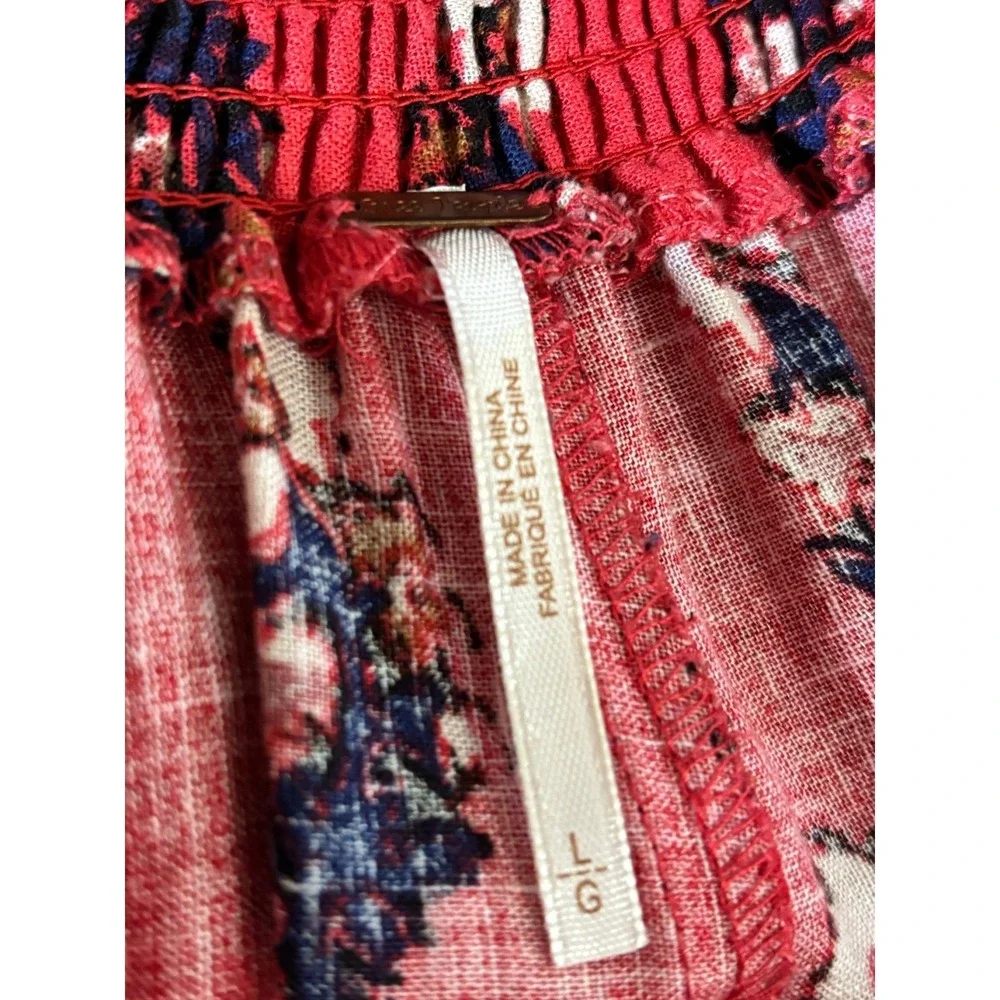 Free People Extreme Wide Leg Pants LInen Blend Large Boho Eclectic Festival